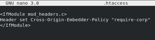 Cross-Origin-Embedder-Policy added to .htaccess under Linux