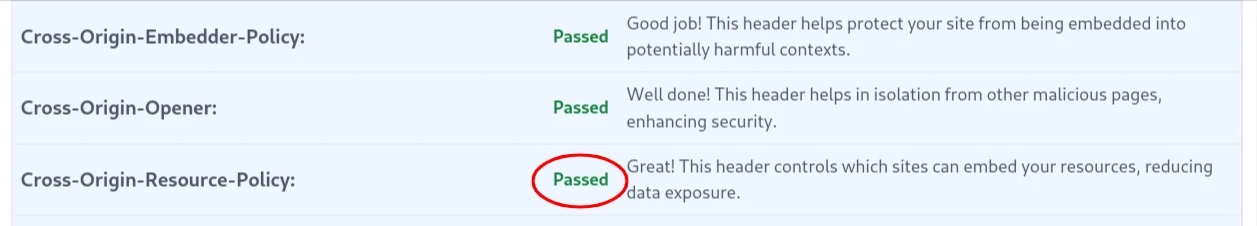 Cross-Origin-Resource-Policy test results