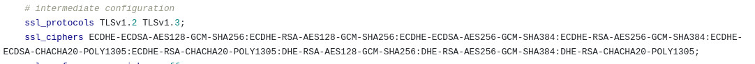 Example of an SSL/TLS Cipher Suite configuration for Nginx