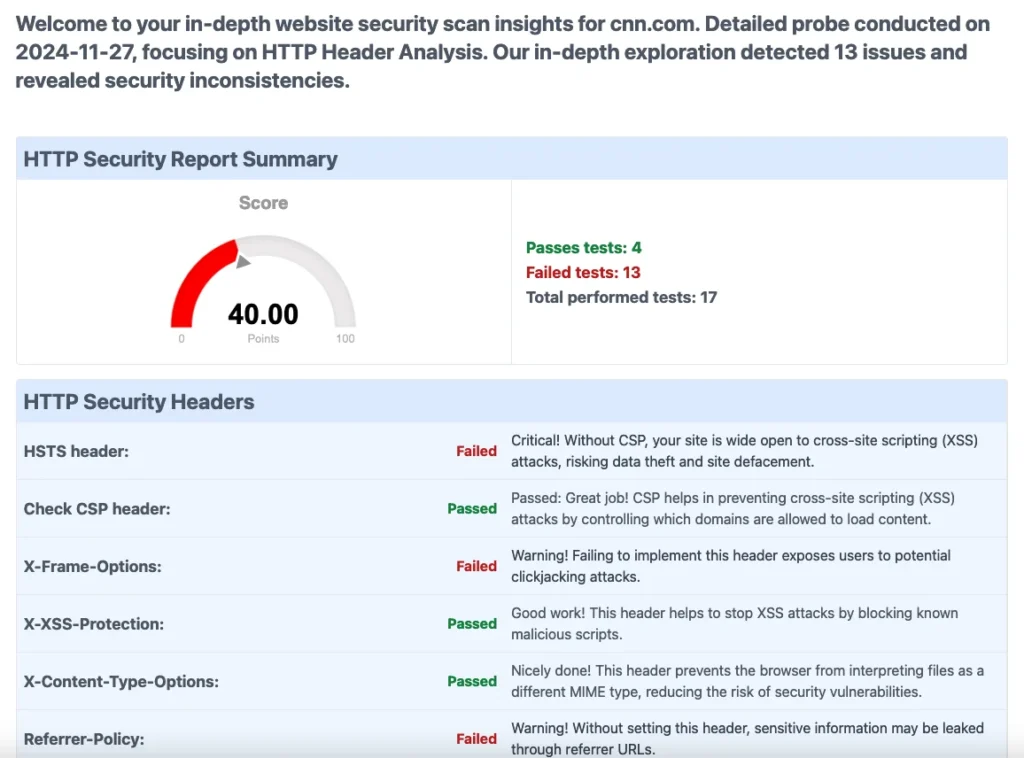 HTTP Security Misconfiguration Report